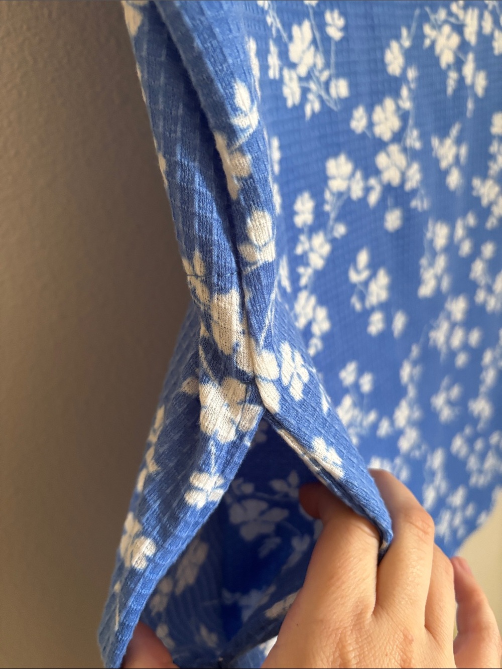 Jasmine Blue and White Floral Short-Sleeve Zip-Front Tunic Sleep Shirt - Picture 4 of 4